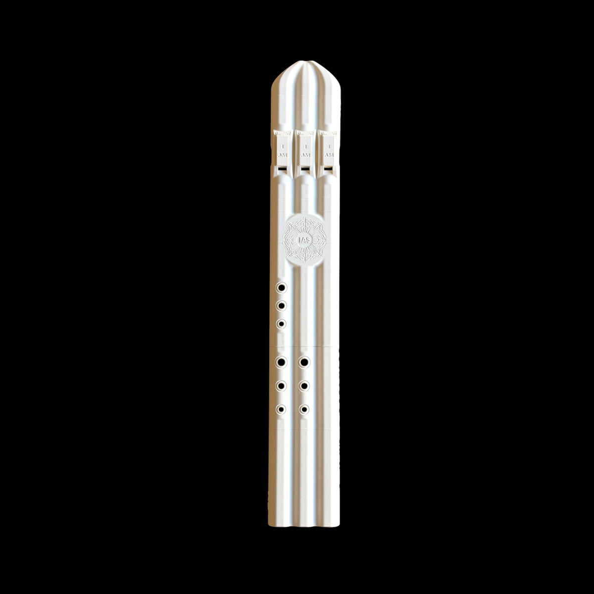 White D4 Triple Drone Flute 440 Hz front view