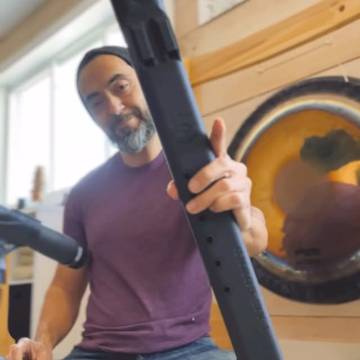 Player in a home studio